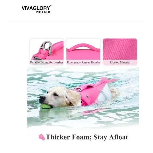 VIVAGLORY Medium Dog / Pink Whale Shaped Sports Style Adjustable Life Vest - Picture 8 of 10